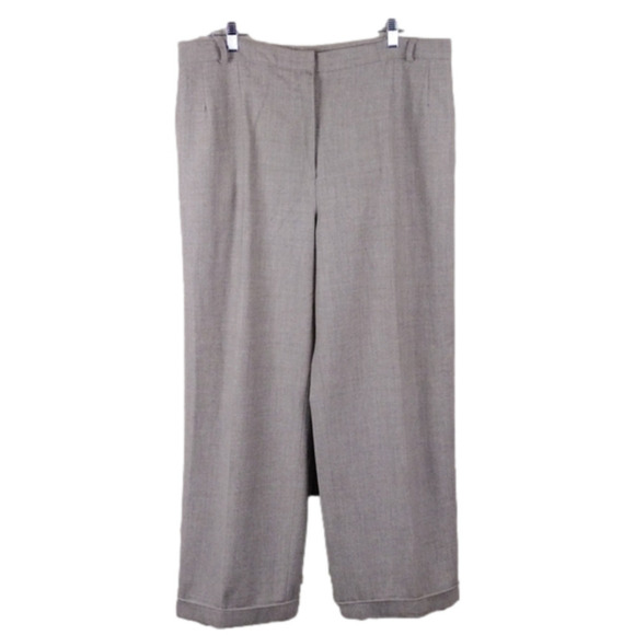 𝅺Brooks Brothers Light Grey Wool Flat Front High Rise Cuffed Straight Leg Pant - Picture 1 of 11
